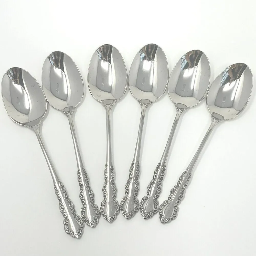 Oneida Shelley Cube USA Stainless Place Dinner Soup Spoons 6 5/8” Set Of 6